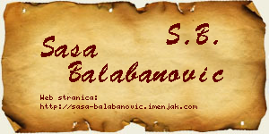 Saša Balabanović vizit kartica